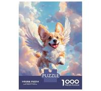 Jigsaw Puzzles 1000 Pieces for Adults Welsh Corgi with Angel Wings A Heartfelt Memorial Print Puzzles for Adults Fun Games Improve Memory Deal As Gifts for The Whole Family 70x50cm/1000pcs