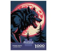 Jigsaw Puzzles 1000 Pieces for Adults Werewolf Howling at The Moon Illustration Puzzles for Adults Fun Games Improve Memory Deal As Gifts for The Whole Family 38x26cm/1000pcs