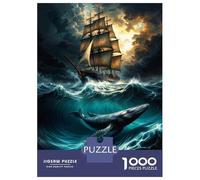 Jigsaw Puzzles 1000 Pieces for Adults Whale Sailing Ocean Waves Jigsaw Puzzle Anti-Stress Toys Home Decoration Help The Brain Exercise 52x38cm/1000pcs