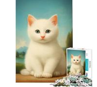 Jigsaw Puzzles 1000 Pieces for Adults White Fluffy Kitten Toys Educational Games Family Games A Work of Art Great Gifts for Games (Size 38x26cm)