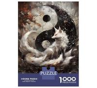 Jigsaw Puzzles 1000 Pieces for Adults White Fox And Yin Yang Jigsaws for Adults Fun Games A Work of Art Deal As Gifts for The Whole Family 52x38cm/1000pcs