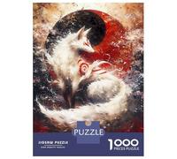 Jigsaw Puzzles 1000 Pieces for Adults White Kitsune Fox Yin Yang Adult Puzzles Toy Wall Decor But Fun And Humorous Help The Brain Exercise 38x26cm/1000pcs