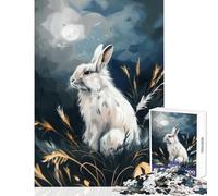 Jigsaw Puzzles 1000 Pieces for Adults White Rabbit Under Moonlight Adult Jigsaw Puzzles But Fun And Humorous Educational Challenge Birthday Present, Gifts, (50x75cm)