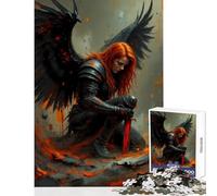 Jigsaw Puzzles 1000 Pieces for Adults Winged Warrior with Sword Educational Toy Gift For Birthdays Relaxing Games Artists Collection, Fine Art Size 38x52cm