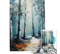 Jigsaw Puzzles 1000 Pieces for Adults Winter Forest Path Painting Puzzle for Adults Brain Teaser Game A Work of Art for Birthday, Chrismas (Size 50x75cm)