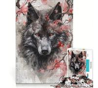 Jigsaw Puzzles 1000 Pieces for Adults Wolf Cherry Blossoms Educational Toy Tough Challenge Artists Collection Fine Art 38x52cm
