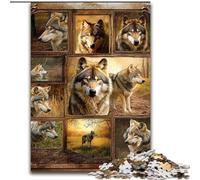 Jigsaw Puzzles 1000 Pieces for Adults Wolf Collage Puzzle Made of cardboard Relax & Challenge, Colorful Home Decor Art, for Friends size 38x26CM
