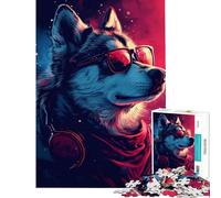Jigsaw Puzzles 1000 Pieces for Adults Wolf Cyberpunk Neon Help The Brain Exercise Family Activities Relax Games for Age 14+ Game (38x26cm)