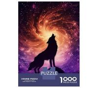 Jigsaw Puzzles 1000 Pieces for Adults Wolf Howling at Cosmic Vortex Sky Puzzle for Adults Hands-on Game Improve Memory Deal As Gifts for The Whole Family 52x38cm/1000pcs