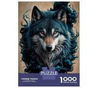 Jigsaw Puzzles 1000 Pieces for Adults Wolf in Blue Smoke Puzzles for Adults Fun Games Improve Memory Deal As Gifts for The Whole Family 52x38cm/1000pcs