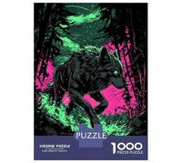 Jigsaw Puzzles 1000 Pieces for Adults Wolf in Neon Forest Adult Jigsaw Relax Games Difficult Challenge Help The Brain Exercise 38x26cm/1000pcs