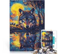Jigsaw Puzzles 1000 Pieces for Adults Wolf in the moonlight Stress Reliever Staycation Kill time gifts for friends and family 50x70cm