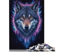 Jigsaw Puzzles 1000 Pieces for Adults Wolf in The Night Sky Jigsaw Puzzles Wooden Puzzle Leisure Toy Educational Game Home Decoration Art Gift 1000pcs (75x50cm)