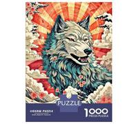 Jigsaw Puzzles 1000 Pieces for Adults Wolf Japan Wave Retro Puzzles for Adults Family Games Wall Decoration Stress Reduction Gifts 38x26cm/1000pcs