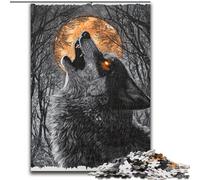 Jigsaw Puzzles 1000 Pieces for Adults Wolf Under The Moon Puzzle Made of Wood Interactive Family Game, DIY Home Decor Brain Challenge Gift size 50X75CM