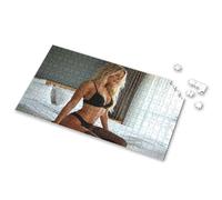 Jigsaw Puzzles 1000 Pieces For Adults Woman In Black Lingerie Sitting On Bed By Window. Picture Puzzle 100 Piece Puzzles For Kids 3 Year Old Girl Gifts(1000PCS)
