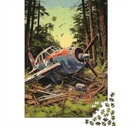 Jigsaw Puzzles 1000 Pieces for Adults Wrecked Airplane in Forest Adult Jigsaw Relax Games Difficult Challenge Help The Brain Exercise 70x50cm/1000pcs