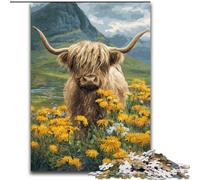 Jigsaw Puzzles 1000 Pieces for Adults Yak And Flowers Puzzle Made of Wood Relax & Challenge, Colorful Home Decor Art, for Friends size 50X75CM