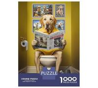 Jigsaw Puzzles 1000 Pieces for Adults Yellow Labrador Toilet Jigsaw for Adults Relaxing Games Difficult Challenge for Birthday, Chrismas 52x38cm/1000pcs