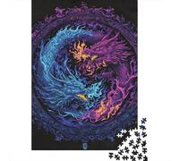 Jigsaw Puzzles 1000 Pieces for Adults Yin Yang Dragon T-Shirt Puzzle for Adults Family Game Improve Memory Unique Birthday And Gifts 38x26cm/1000pcs