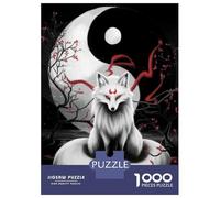 Jigsaw Puzzles 1000 Pieces for Adults Yin Yang Fox Wall Art Print Adult Puzzles Relaxing Games Difficult Hard Deal As Gifts for The Whole Family 38x26cm/1000pcs