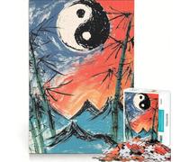 Jigsaw Puzzles 1000 Pieces for Adults Yin Yang Mountain Landscape Educational Game Hand Speed Race Birthday Present,Travel Gifts 38x26cm