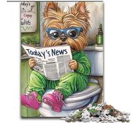 Jigsaw Puzzles 1000 Pieces for Adults Yorkshire Terrier Go Toilet 1000 Piece Jigsaw Develops Hand-Eye Coordination Skills, Perfect for Birthday Gifts 26x38cm