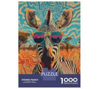 Jigsaw Puzzles 1000 Pieces for Adults Zebra Sunglasses Safari Adventure Puzzle for Adults Hands-on Game Improve Memory Deal As Gifts for The Whole Family 70x50cm/1000pcs