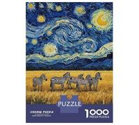 Jigsaw Puzzles 1000 Pieces for Adults Zebras Under A Starry Night Sky Puzzles for Adults Fun Games Improve Memory Deal As Gifts for The Whole Family 38x26cm/1000pcs