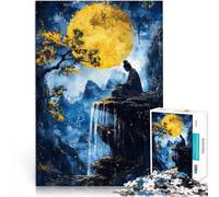 Jigsaw Puzzles 1000 Pieces for Adults Zen Meditation Under Full Moon Made of wood for ages 14 and over with completely interconnected pieces of random shape Gift Toys 。size:50x75cm