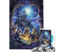 Jigsaw Puzzles 1000 Pieces for Teenagers A Fantasy Meeting Raccoon Jigsaw Puzzle Brain Teaser Game Precision Cutting for Birthday, Chrismas (Size 38x26cm)