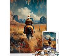 Jigsaw Puzzles 1000 Pieces for Teenagers A Lone Rider in The Desert Family Game Learning Educational Educational Toy Artists Collection, Fine Art (50X75CM)