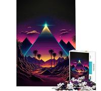 Jigsaw Puzzles 1000 Pieces for Teenagers A Pyramid in The Neon Sand Fun at Home Activities, Presents for Women Family Games for And from 14 Years And over (50x75cm)