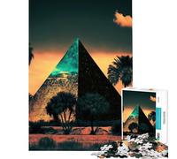 Jigsaw Puzzles 1000 Pieces for Teenagers A Pyramid in The Neon Sand Help The Brain Exercise Analysis And Logic Fun Games for And 14 Years And over (38x52cm)