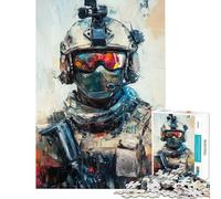 Jigsaw Puzzles 1000 Pieces for Teenagers Abstract Soldier Portrait Jigsaw 1000 Piece Relaxing Games Gifts Birthday Analysis And Logic (Size 38x26cm)