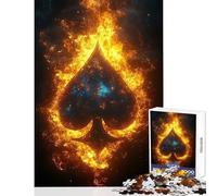 Jigsaw Puzzles 1000 Pieces for Teenagers Ace of Spades in Flames Family Game Learning Educational Educational Toy Artists Collection, Fine Art (50X75CM)