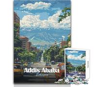 Jigsaw Puzzles 1000 Pieces for Teenagers Addis Ababa, Ethiopia Cityscape Impossible Game Presents for Women Secret Santa Gifts Size 38x26cm