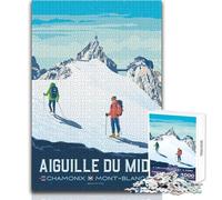 Jigsaw Puzzles 1000 Pieces for Teenagers Aiguille Du Midi Chamonix Mont Blanc Travel Posters Impossible Game Presents for Women Secret Santa Gifts Size 50x75cm