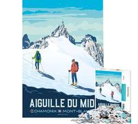 Jigsaw Puzzles 1000 Pieces for Teenagers Aiguille Du Midi Chamonix Mont Blanc Travel Posters Learning Educational Toys Hands-on Game For Family Fun Gifts Ideas (Size 38x26cm)