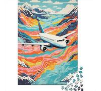 Jigsaw Puzzles 1000 Pieces for Teenagers Airplane Adventure Flight Over Colorful Mountains Jigsaw for Adults Relaxing Games Improve Memory Stress Reduction Gifts 52x38cm/1000pcs
