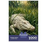 Jigsaw Puzzles 1000 Pieces for Teenagers Albino Alligator in Tall Grass Puzzle for Adults Fun Games Enhance Memory Unique Birthday And Gifts 38x26cm/1000pcs