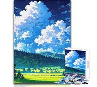 Jigsaw Puzzles 1000 Pieces for Teenagers Anime Landscape with Clouds And Fields Perfect for Relaxing Evenings Tight Fit Precision Cut Play Toy Size 38x52cm