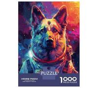 Jigsaw Puzzles 1000 Pieces for Teenagers Astronaut German Shepherd Teenager Puzzles Relax Games Stress Reliever Deal As Gifts for The Whole Family 52x38cm/1000pcs