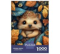 Jigsaw Puzzles 1000 Pieces for Teenagers Baby Hedgehog In Autumn Leaves Adult Jigsaw Puzzle Fun Games Improve Memory Help The Brain Exercise 52x38cm/1000pcs