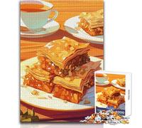 Jigsaw Puzzles 1000 Pieces for Teenagers Baklava And Tea Still Life Impossible Game Presents for Women Secret Santa Gifts Size 38x26cm