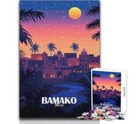 Jigsaw Puzzles 1000 Pieces for Teenagers Bamako, Mali Travel Poster Impossible Game Presents for Women Secret Santa Gifts Size 38x26cm