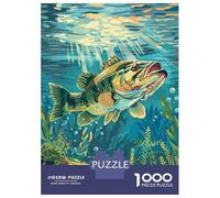 Jigsaw Puzzles 1000 Pieces for Teenagers Bass Fish Underwater Adult Jigsaw Hands-on Game Wall Art Deal As Gifts for The Whole Family 38x26cm/1000pcs