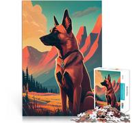 Jigsaw Puzzles 1000 Pieces for teenagers Belgian Malinois Nature Brain Teaser is ideal as a gift for the whole family 26x38cm