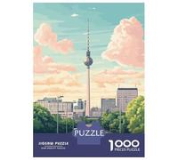Jigsaw Puzzles 1000 Pieces for Teenagers Berlin, Germany Cityscape Illustration Jigsaw Puzzle Fun Games For Family Fun Deal As Gifts for The Whole Family 38x26cm/1000pcs