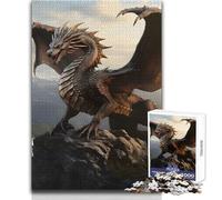 Jigsaw Puzzles 1000 Pieces for Teenagers Big Bronze Dragon On Hill Perfect for Relaxing Evenings Tight Fit Precision Cut Play Toy Size 38x26cm